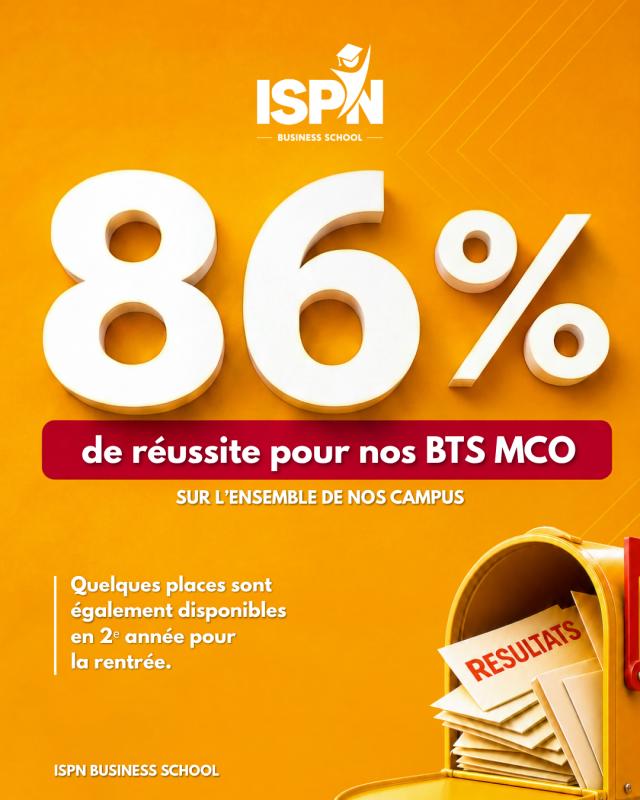 86% de réussite pour nos étudiants en BTS Management Commercial Opérationnel 86% de réussite pour nos étudiants en BTS Management Commercial Opérationnel