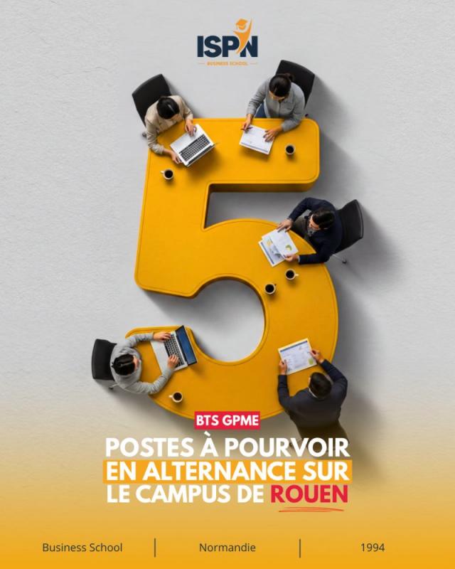5 offres d’alternance à pourvoir en BTS GPME à ROUEN ! 🚀 5 offres d’alternance à pourvoir en BTS GPME à ROUEN ! 🚀
