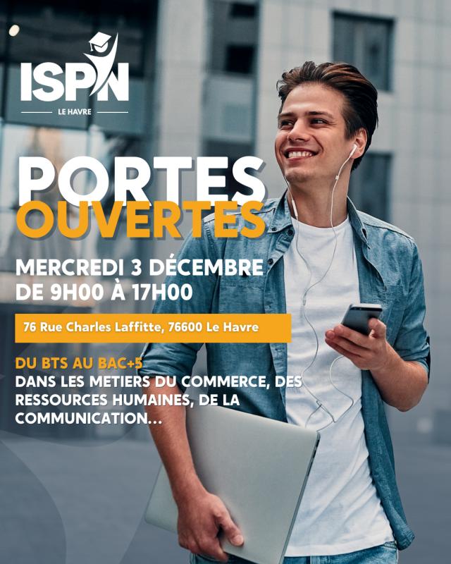 L’ISPN Le Havre t’ouvre ses portes le mercredi 3 décembre de 9h à 17h L’ISPN Le Havre t’ouvre ses portes le mercredi 3 décembre de 9h à 17h