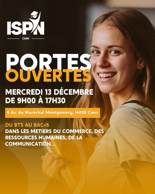 L’ISPN de Caen t’accueille en Portes Ouvertes le mercredi 13 décembre de 9h à 17h30